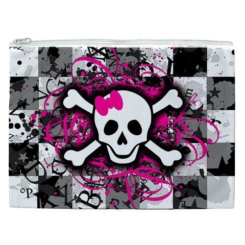 Splatter Girly Skull Cosmetic Bag (XXL) from ArtsNow.com Front