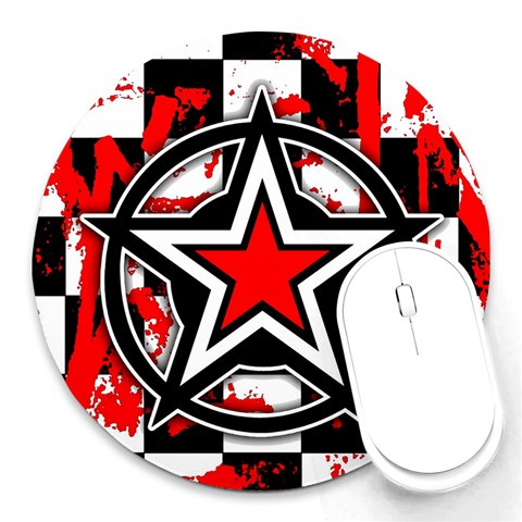 Star Checkerboard Splatter Round Mousepad from ArtsNow.com Front