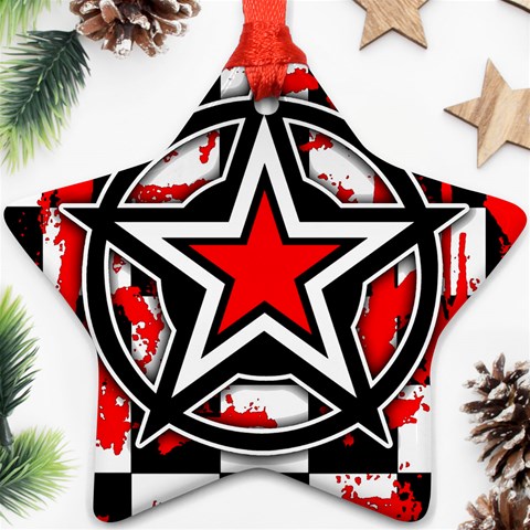 Star Checkerboard Splatter Ornament (Star) from ArtsNow.com Front