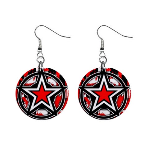 Star Checkerboard Splatter 1  Button Earrings from ArtsNow.com Front