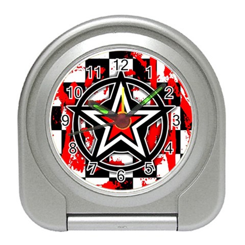 Star Checkerboard Splatter Travel Alarm Clock from ArtsNow.com Front