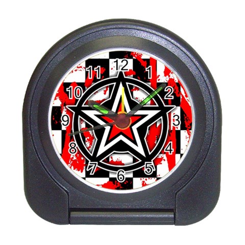 Star Checkerboard Splatter Travel Alarm Clock from ArtsNow.com Front