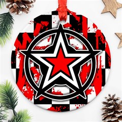 Star Checkerboard Splatter Round Ornament (Two Sides) from ArtsNow.com Front