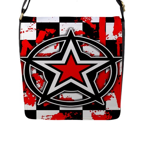 Star Checkerboard Splatter Flap Closure Messenger Bag (Large) from ArtsNow.com Front