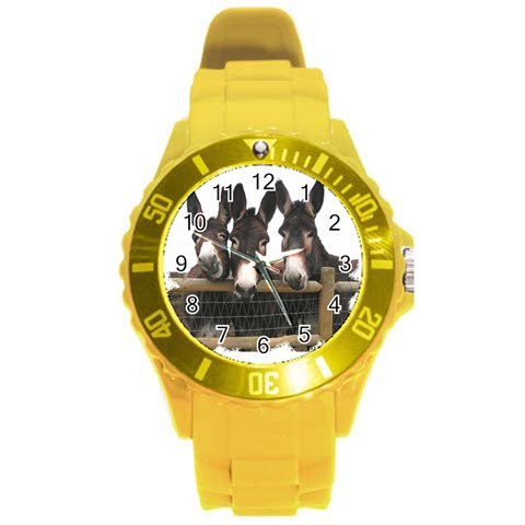 Three donks Round Plastic Sport Watch Large from ArtsNow.com Front