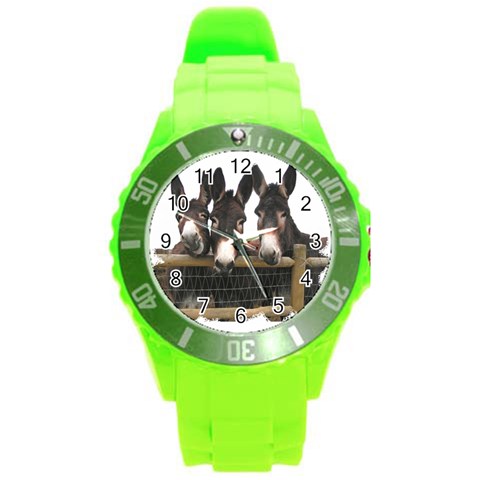 Three donks Round Plastic Sport Watch Large from ArtsNow.com Front