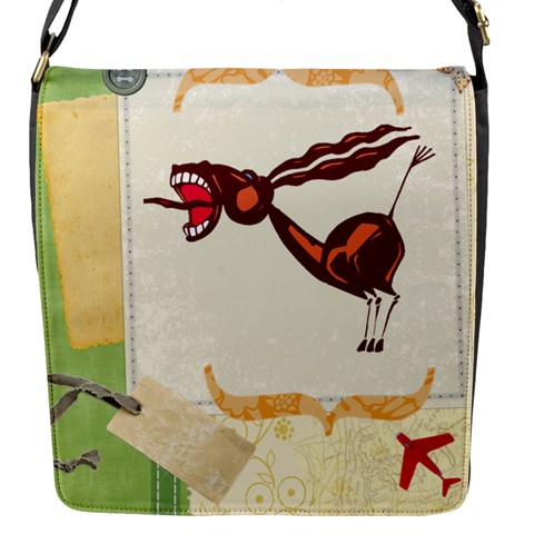 Braying Donkey Flap closure messenger bag (Small) from ArtsNow.com Front