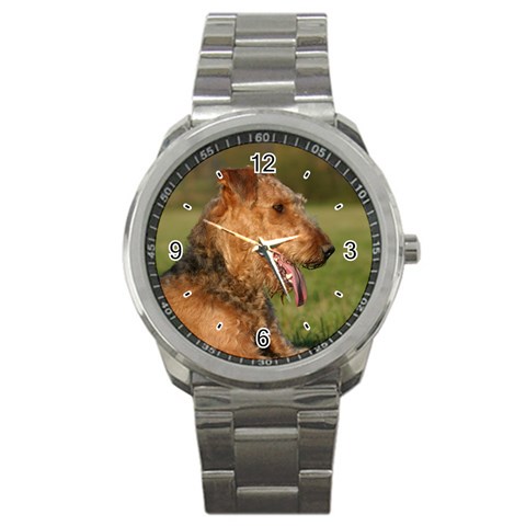 Use Your Dog Photo Airedale Terrier Sport Metal Watch from ArtsNow.com Front