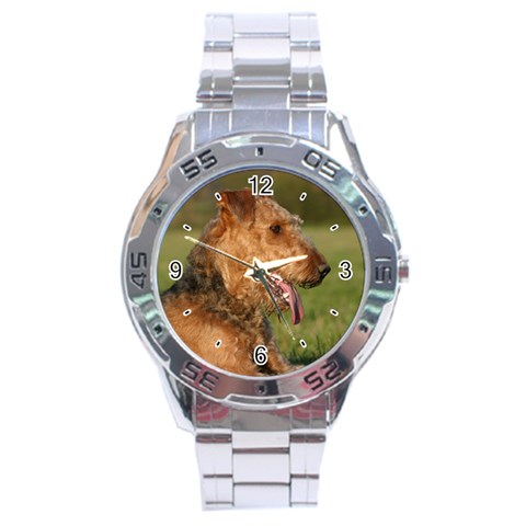 Use Your Dog Photo Airedale Terrier Stainless Steel Analogue Men’s Watch from ArtsNow.com Front