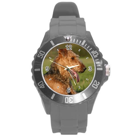 Use Your Dog Photo Airedale Terrier Round Plastic Sport Watch Large from ArtsNow.com Front