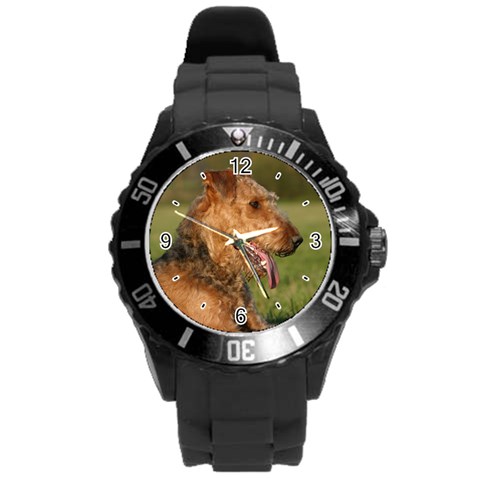 Use Your Dog Photo Airedale Terrier Round Plastic Sport Watch Large from ArtsNow.com Front