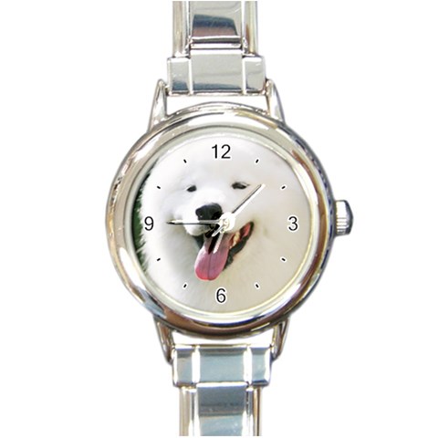 Use Your Photo American Eskimo Dog Round Italian Charm Watch from ArtsNow.com Front