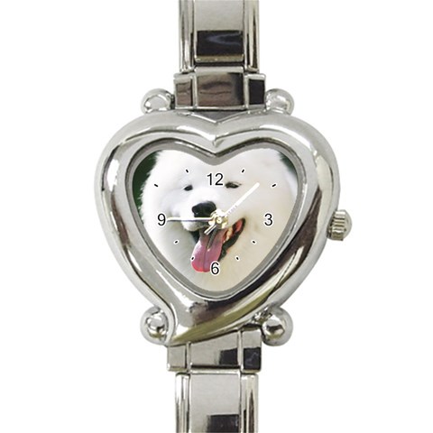 Use Your Photo American Eskimo Dog Heart Italian Charm Watch from ArtsNow.com Front