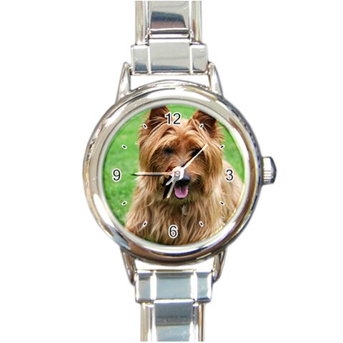 Use Your Dog Photo Australian Terrier Round Italian Charm Watch from ArtsNow.com Front