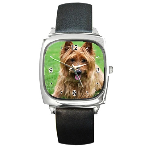 Use Your Dog Photo Australian Terrier Square Metal Watch from ArtsNow.com Front