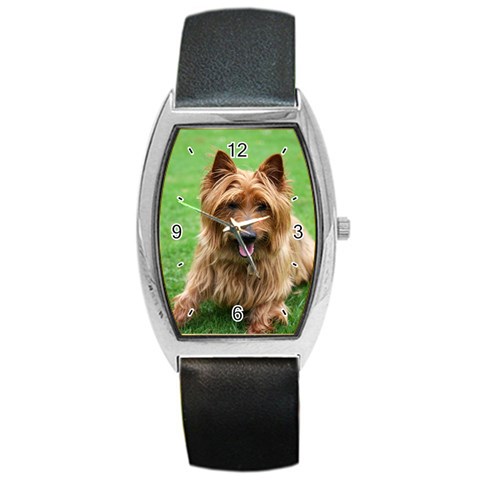 Use Your Dog Photo Australian Terrier Barrel Style Metal Watch from ArtsNow.com Front