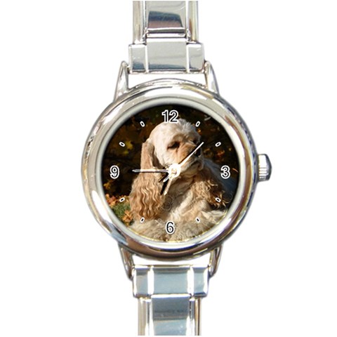 Use Your Dog Photo Cocker Spaniel Round Italian Charm Watch from ArtsNow.com Front