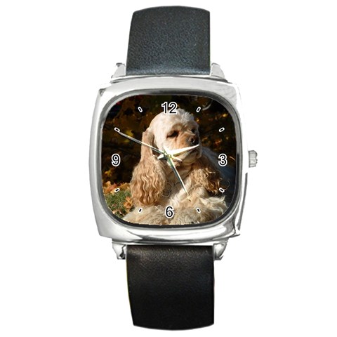 Use Your Dog Photo Cocker Spaniel Square Metal Watch from ArtsNow.com Front