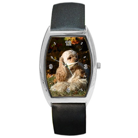 Use Your Dog Photo Cocker Spaniel Barrel Style Metal Watch from ArtsNow.com Front