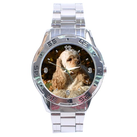 Use Your Dog Photo Cocker Spaniel Stainless Steel Analogue Men’s Watch from ArtsNow.com Front