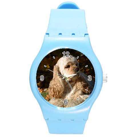 Use Your Dog Photo Cocker Spaniel Round Plastic Sport Watch Medium from ArtsNow.com Front