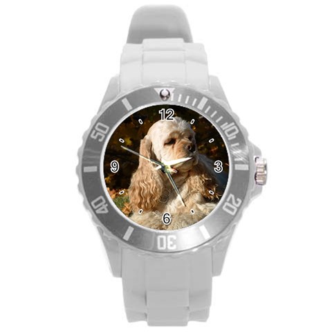 Use Your Dog Photo Cocker Spaniel Round Plastic Sport Watch Large from ArtsNow.com Front