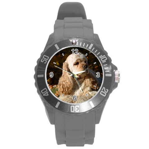 Use Your Dog Photo Cocker Spaniel Round Plastic Sport Watch Large from ArtsNow.com Front