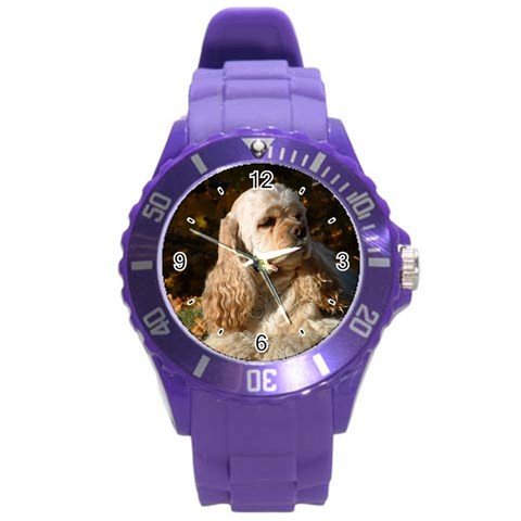 Use Your Dog Photo Cocker Spaniel Round Plastic Sport Watch Large from ArtsNow.com Front