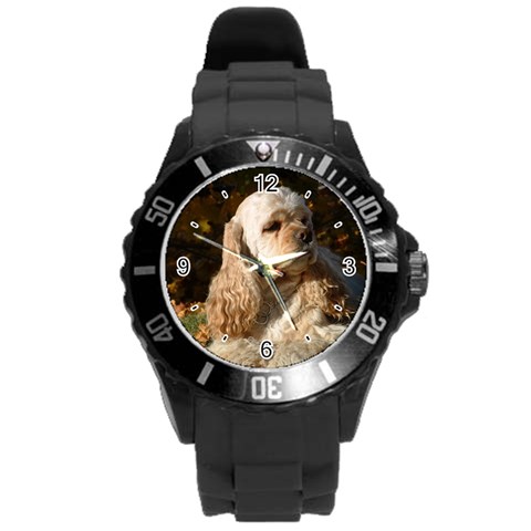 Use Your Dog Photo Cocker Spaniel Round Plastic Sport Watch Large from ArtsNow.com Front