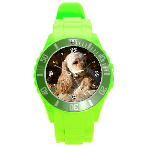 Use Your Dog Photo Cocker Spaniel Round Plastic Sport Watch Large from ArtsNow.com Front