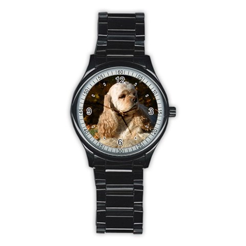 Use Your Dog Photo Cocker Spaniel Men s Stainless Steel Round Dial Analog Watch from ArtsNow.com Front