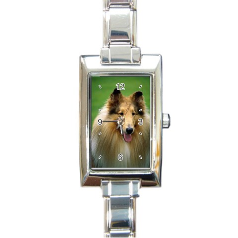 Use Your Dog Photo Collie Rectangular Italian Charm Watch from ArtsNow.com Front