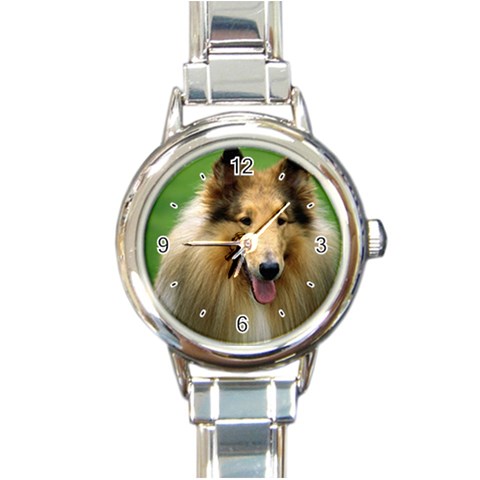 Use Your Dog Photo Collie Round Italian Charm Watch from ArtsNow.com Front