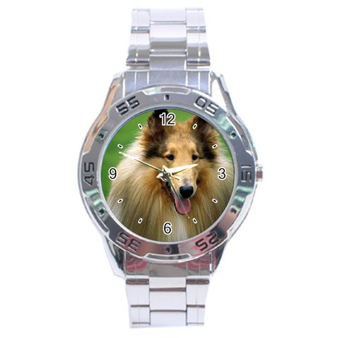 Use Your Dog Photo Collie Stainless Steel Analogue Men’s Watch from ArtsNow.com Front