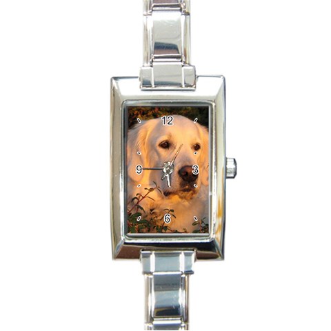 Use Your Dog Photo Golden Retriever Rectangular Italian Charm Watch from ArtsNow.com Front