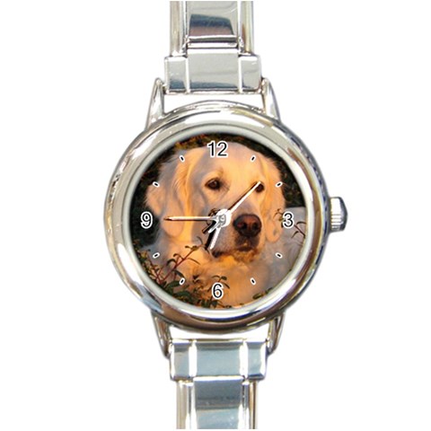 Use Your Dog Photo Golden Retriever Round Italian Charm Watch from ArtsNow.com Front