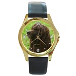 Use Your Dog Photo Irish Water Spaniel Round Gold Metal Watch