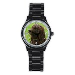 Use Your Dog Photo Irish Water Spaniel Men s Stainless Steel Round Dial Analog Watch