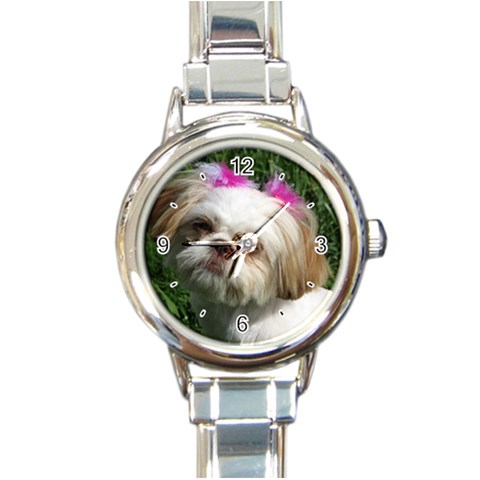 Use Your Dog Photo Shih Tzu Round Italian Charm Watch from ArtsNow.com Front