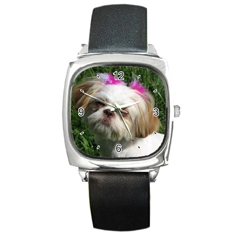 Use Your Dog Photo Shih Tzu Square Metal Watch from ArtsNow.com Front