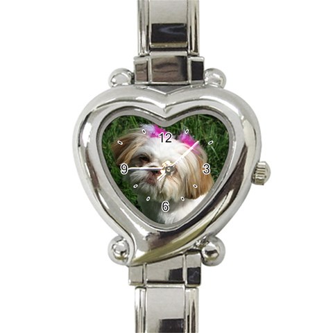 Use Your Dog Photo Shih Tzu Heart Italian Charm Watch from ArtsNow.com Front