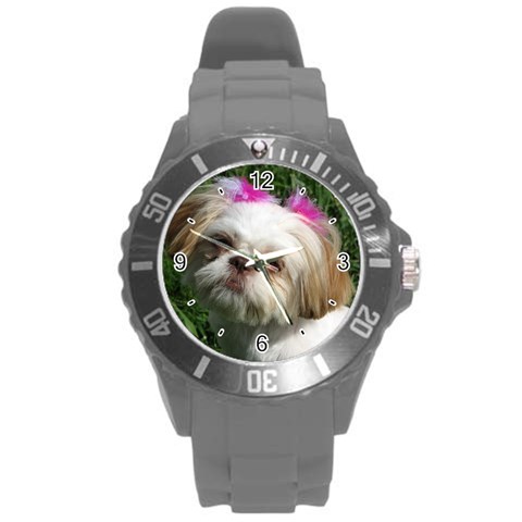 Use Your Dog Photo Shih Tzu Round Plastic Sport Watch Large from ArtsNow.com Front