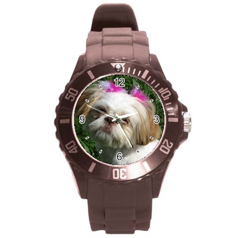 Use Your Dog Photo Shih Tzu Round Plastic Sport Watch Large from ArtsNow.com Front