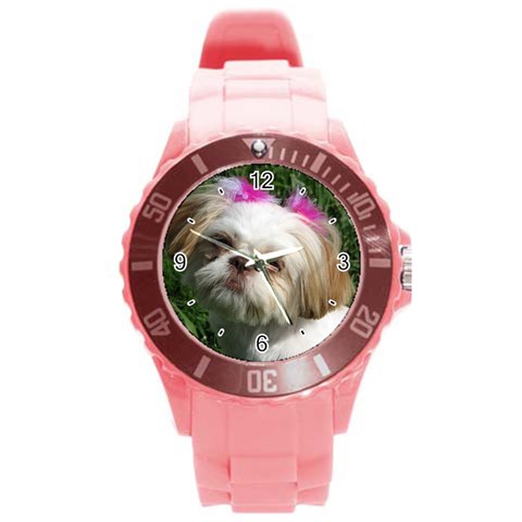 Use Your Dog Photo Shih Tzu Round Plastic Sport Watch Large from ArtsNow.com Front