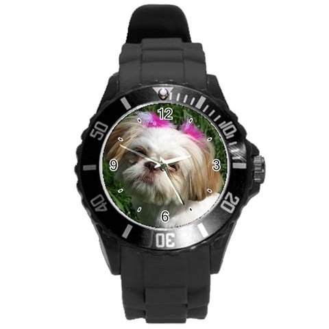 Use Your Dog Photo Shih Tzu Round Plastic Sport Watch Large from ArtsNow.com Front