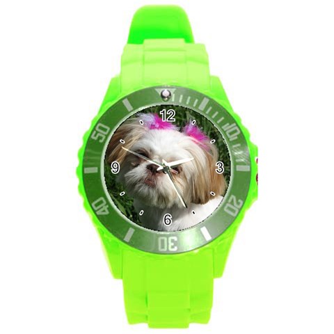 Use Your Dog Photo Shih Tzu Round Plastic Sport Watch Large from ArtsNow.com Front