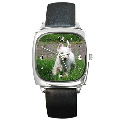 Use Your Dog Photo Westie Square Metal Watch from ArtsNow.com Front