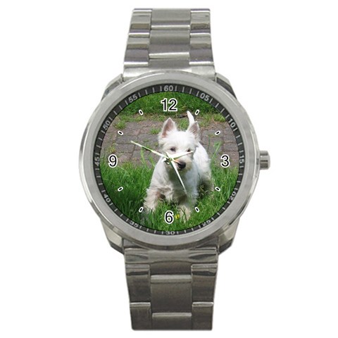 Use Your Dog Photo Westie Sport Metal Watch from ArtsNow.com Front