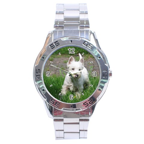 Use Your Dog Photo Westie Stainless Steel Analogue Men’s Watch from ArtsNow.com Front