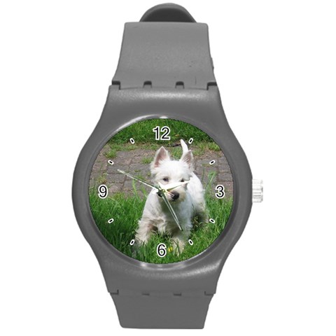 Use Your Dog Photo Westie Round Plastic Sport Watch Medium from ArtsNow.com Front